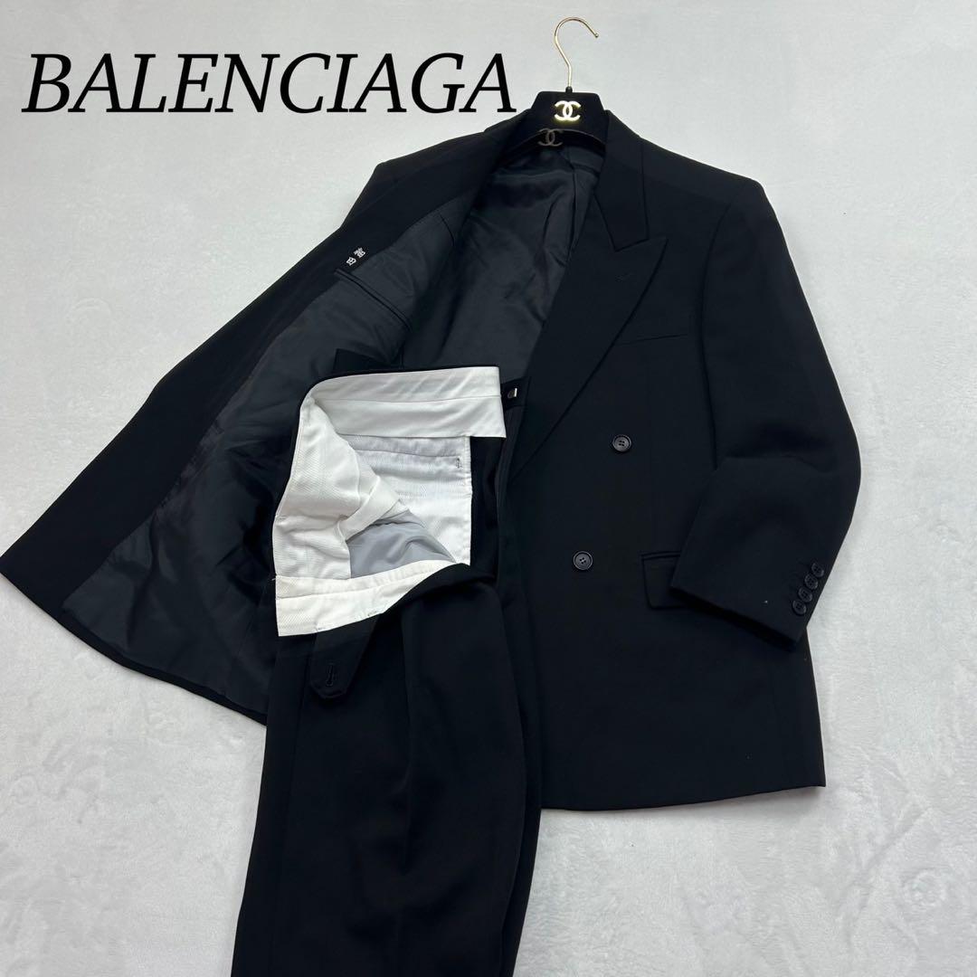E871 M バレンシアガ ダブル 肩パッド ブラック スーツ 上下 メンズ