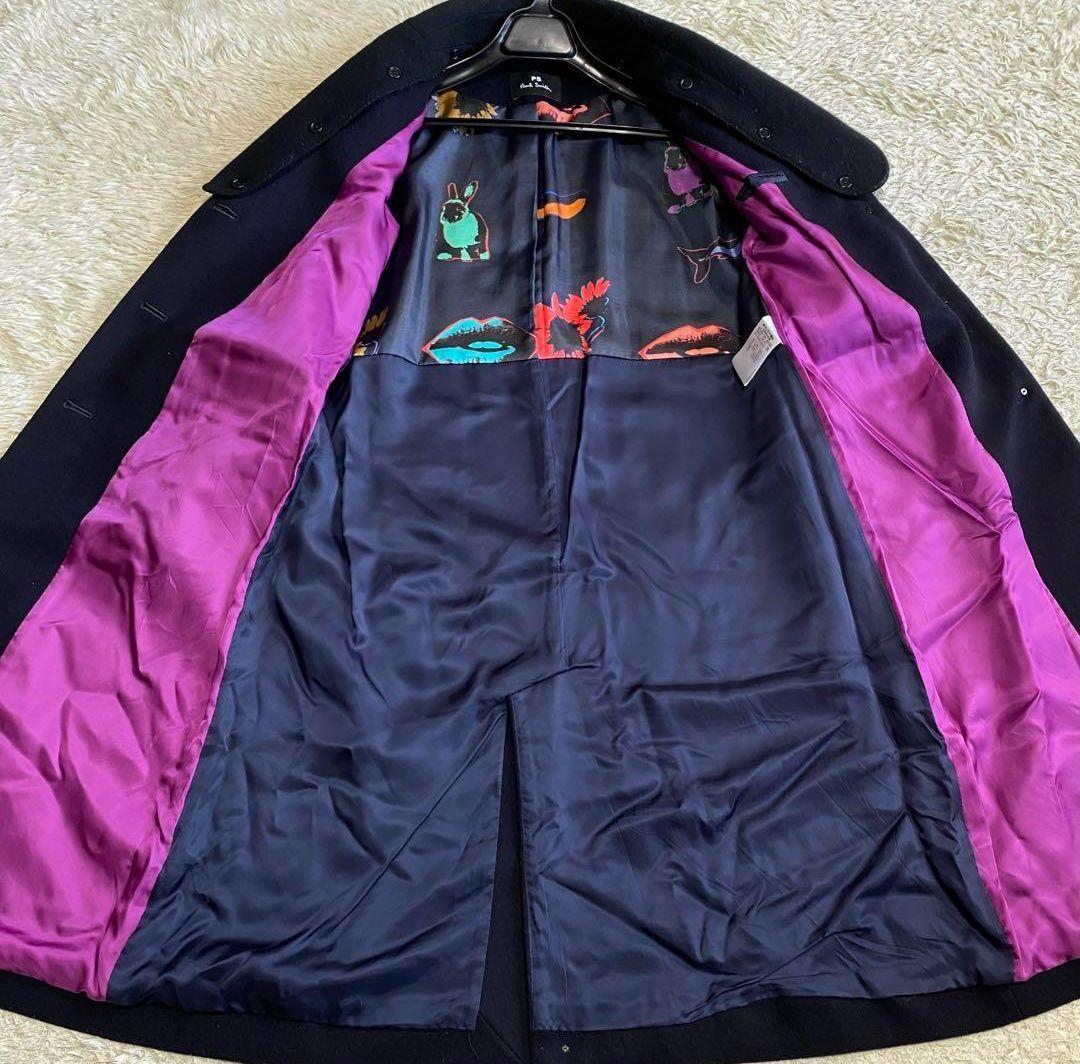 【美品】ポールスミス 2way チェスターコート ノーカラー カシミヤ混 38