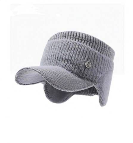【限定】レディース　サンバイザー　ニット帽　グレー　韓国　シンプル　帽子　耳当て