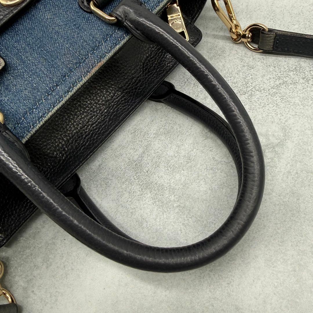 りい COACH コーチ ショルダーバッグ 2way デニム ターンロック