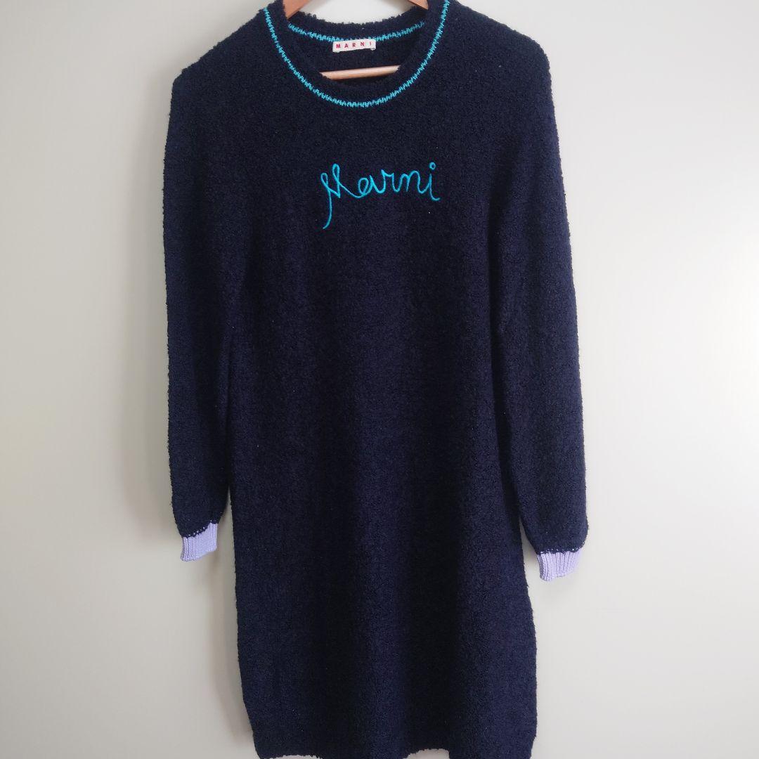 MARNI マルニ ワンピース 14Y ロゴ刺繍 ニット