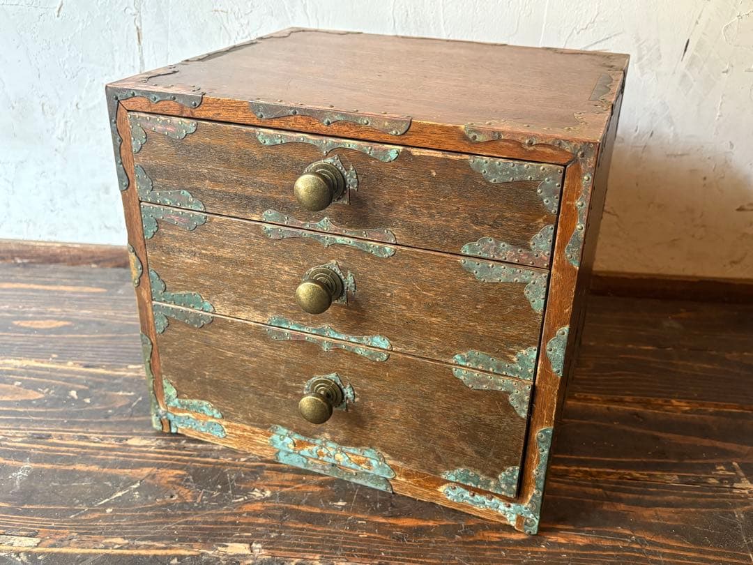 木製アンティークタンス 3引き出し 胴巻き アンティーク レトロ