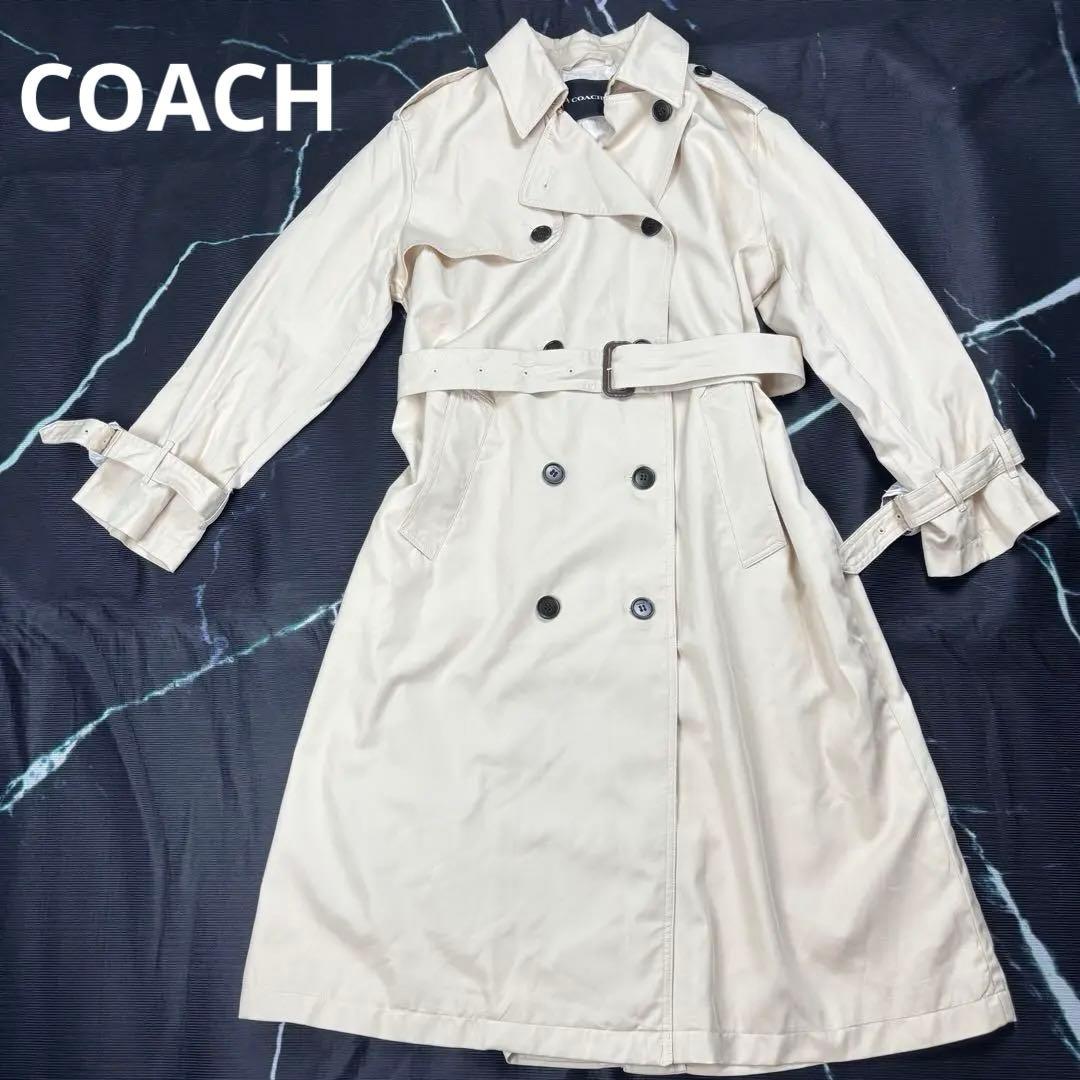 【新品未使用】COACHコーチ トレンチコート ベルテッド クリーム Lサイズ
