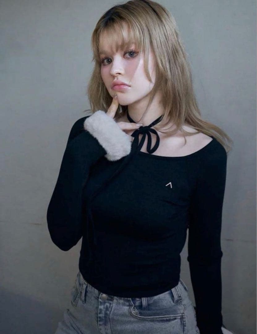 andmary Ravi fur tops ブラック 付属リボンなし